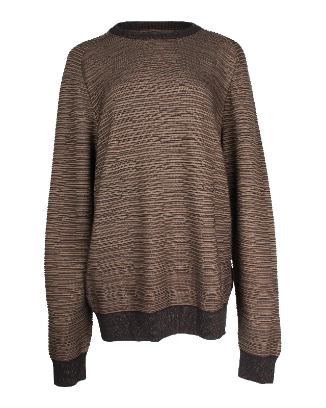 Men’s lightweight fair isle sweater-Louis Vuitton Oversized Stripe Sweater in Brown Cotton