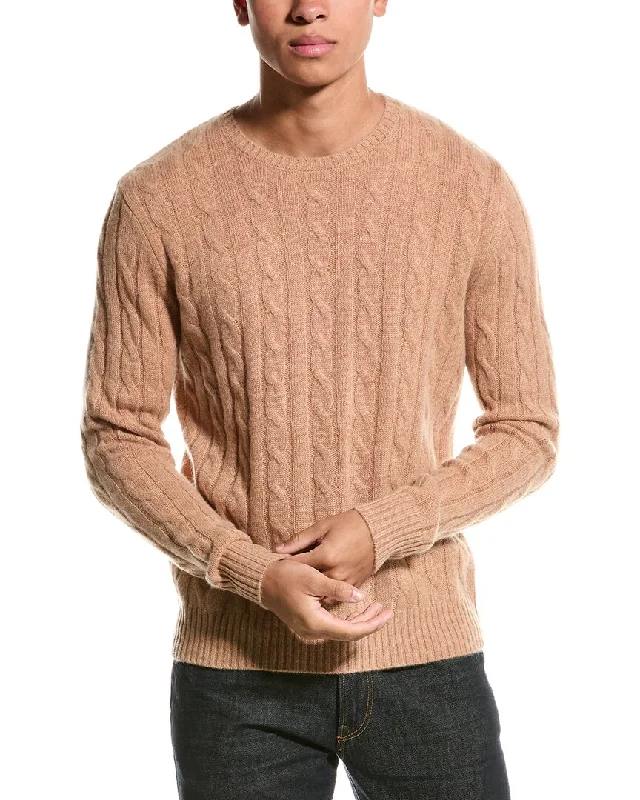 Men’s breathable merino sweater-Magaschoni Cable Cashmere Crewneck Sweater