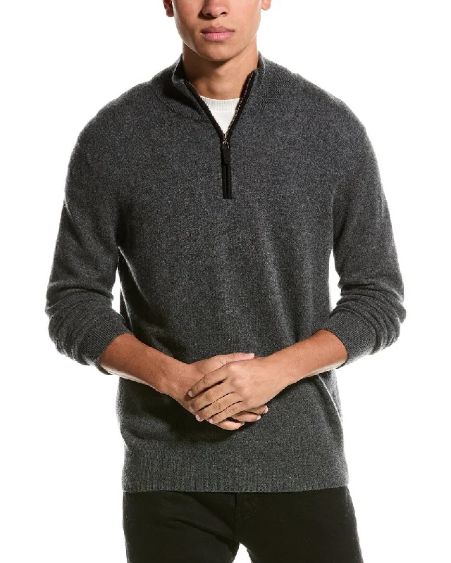 Men’s soft chunky pullover-Magaschoni Cashmere 1/4-Zip Mock Neck Sweater