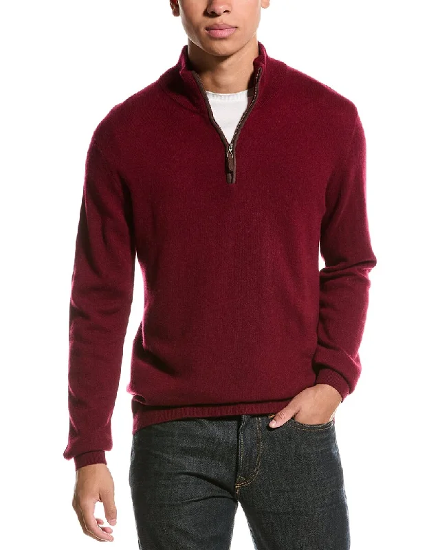 Men’s trendy mock-neck sweater-Magaschoni Cashmere 1/4-Zip Mock Neck Sweater