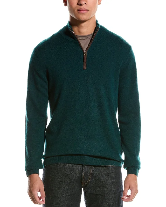 Men’s trendy mohair sweater-Magaschoni Cashmere 1/4-Zip Mock Neck Sweater