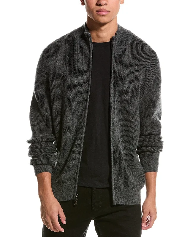 Men’s soft chunky pullover-Magaschoni Cashmere Mock Neck Zip Cardigan