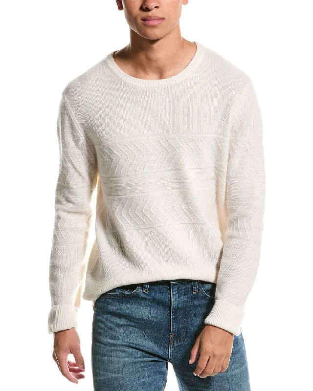 Men’s lightweight shawl sweater-Magaschoni Textured Cashmere Crewneck Sweater