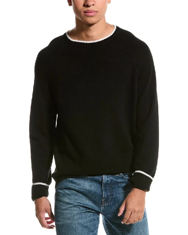 Men’s comfy mohair pullover-Magaschoni Tipped Cashmere Crewneck Sweater