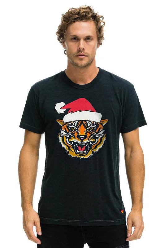 Men’s bright patterned top-MEMBER EXCLUSIVE SANTA TIGER TEE - CHARCOAL