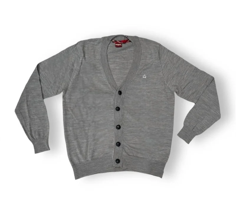 Men’s comfy henley sweater-Men's Button Down Sweater In Grey