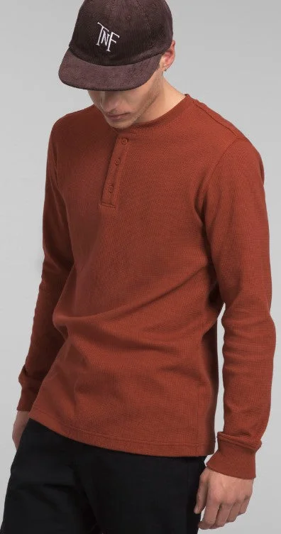 Men’s trendy striped shirt-Men's Waffle Long Sleeve Henley