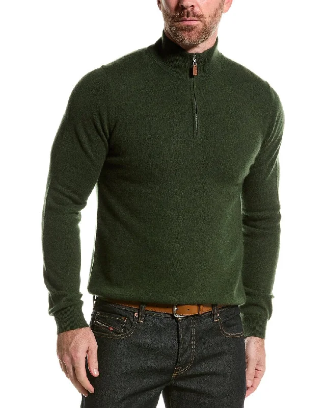 Men’s relaxed merino sweater-Mette Cashmere 1/4-Zip Mock Sweater