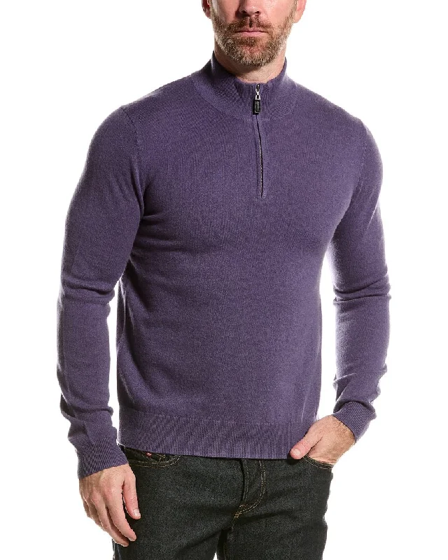 Men’s durable mohair sweater-Mette Cashmere 1/4-Zip Mock Sweater