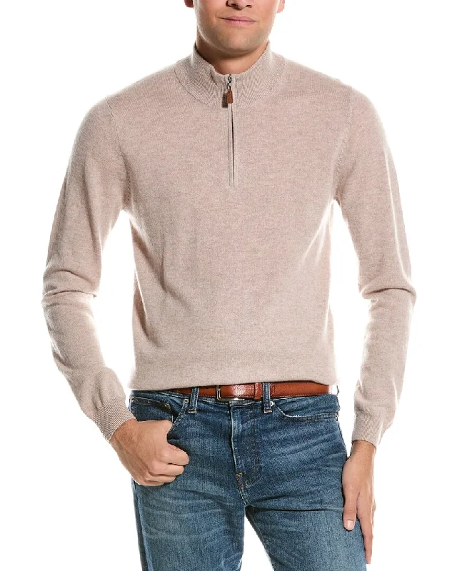 Men’s modern aran sweater-Mette Quarter Zip Cashmere Pullover