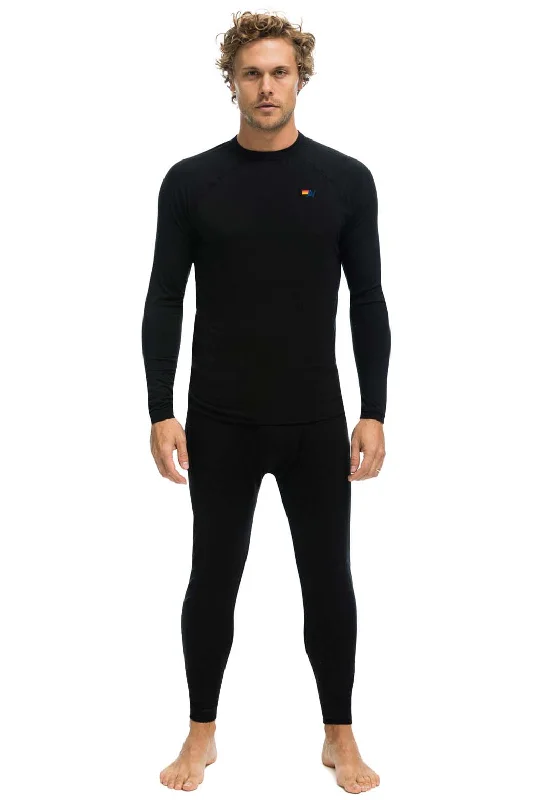 Men’s lightweight faded top-MICRO MODAL BASE LAYER BOTTOM - BLACK