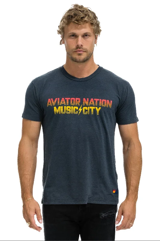 Men’s soft abstract tee-NASHVILLE MUSIC CITY TEE - CHARCOAL