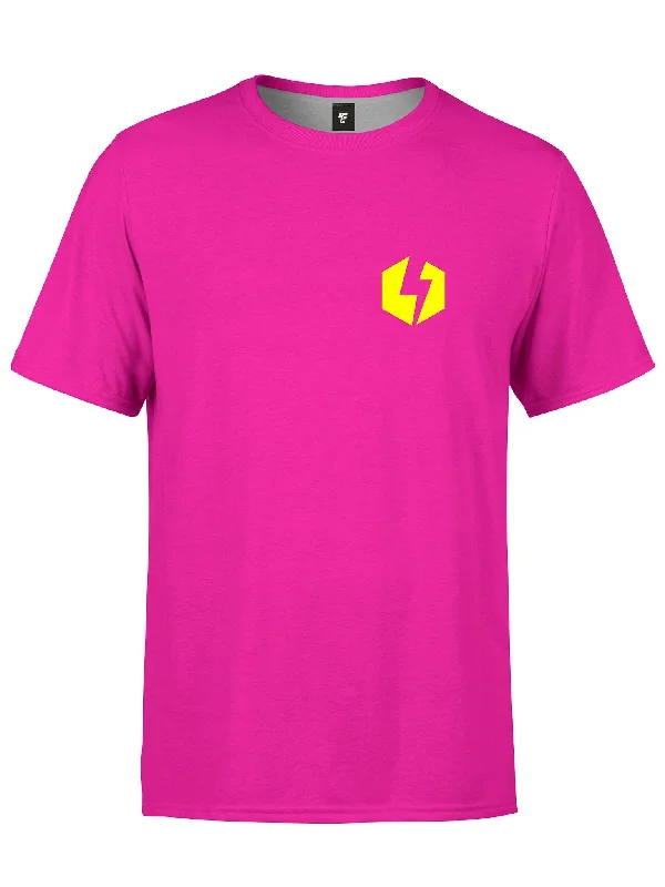 Men’s breathable organic tee-Neon Electro Bolt (Pink & Yellow) Unisex Crew