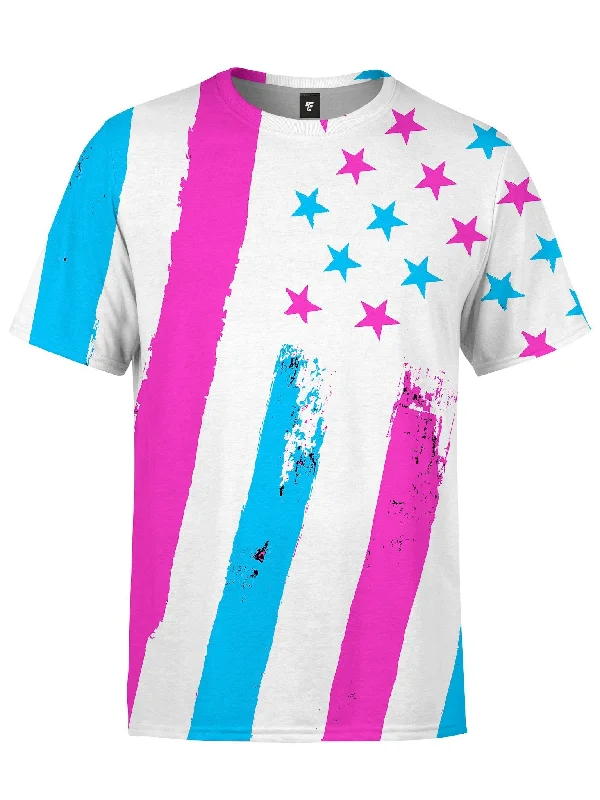 Men’s relaxed camo top-Neon Flag Unisex Crew