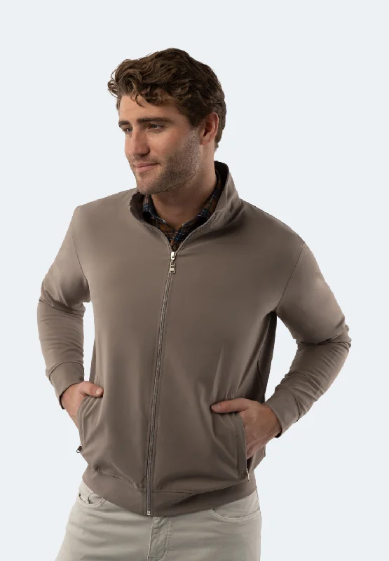 Men’s modern chunky sweater-Oat Full Zip