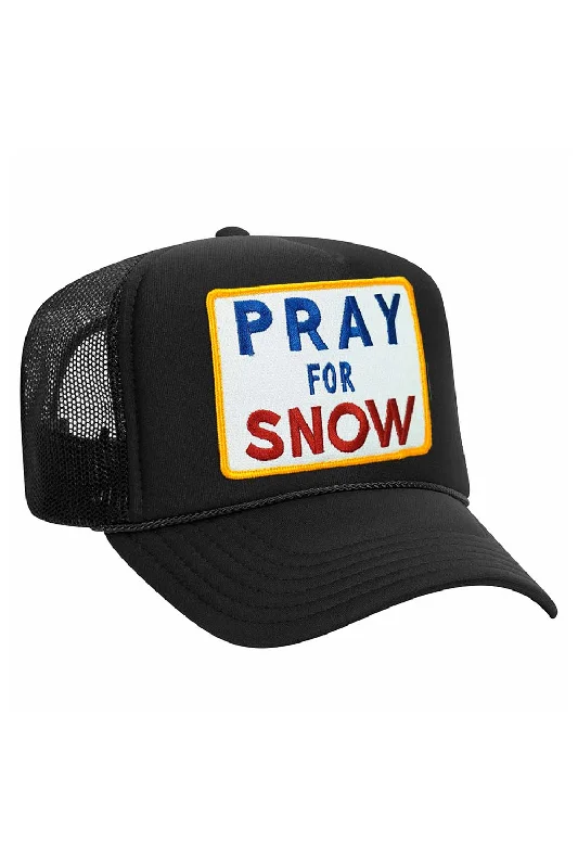 Men’s durable performance shirt-PRAY FOR SNOW VINTAGE TRUCKER HAT