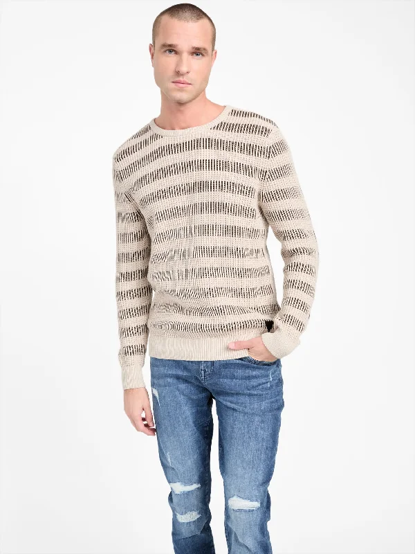 Men’s modern aran sweater-Presley Striped Sweater