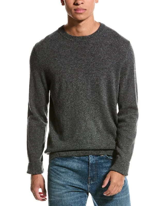 Men’s slim-fit alpaca sweater-Qi Cashmere Solid Cashmere V-Neck Sweater