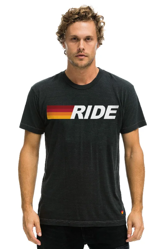 Men’s bright performance shirt-RIDE LOGO WHITE TEE - CHARCOAL