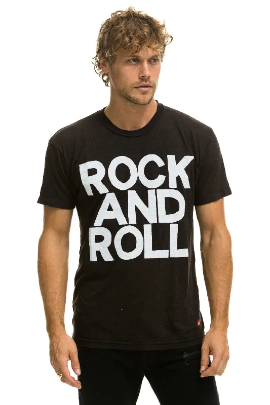 Men’s trendy faded tee-ROCK AND ROLL TEE - BLACK