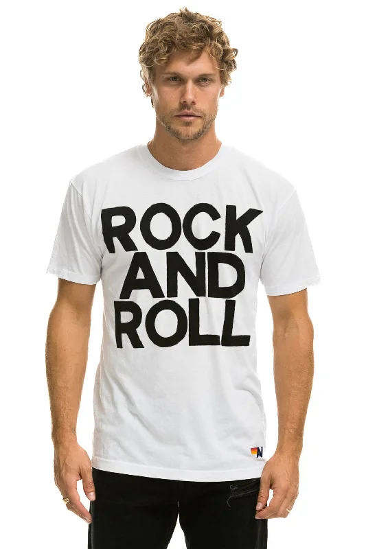 Men’s lightweight performance top-ROCK AND ROLL TEE - WHITE