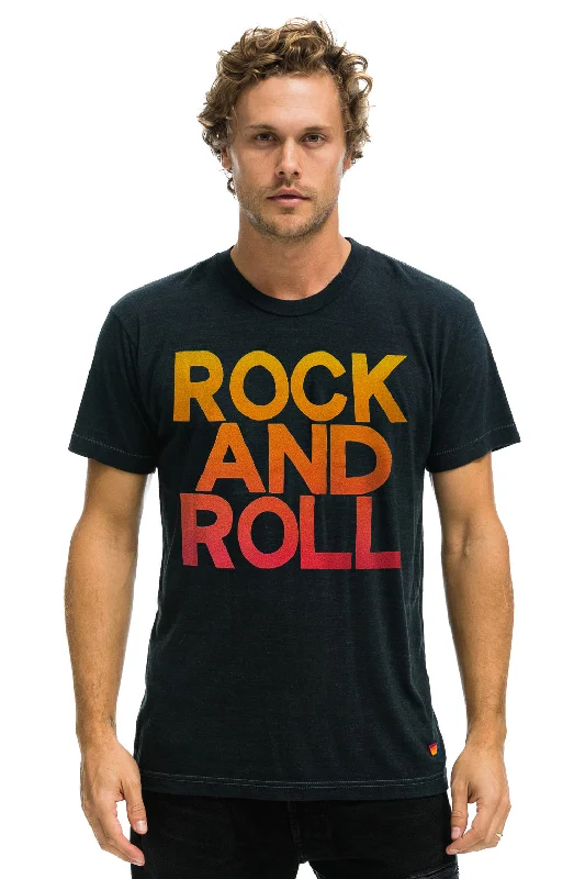 Men’s casual loose-fit shirt-ROCK & ROLL FADE TEE - CHARCOAL