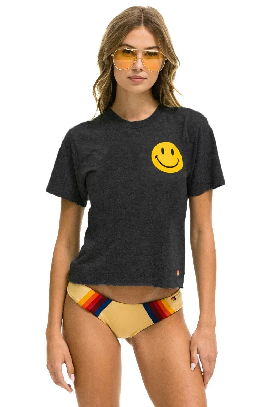 Men’s vintage athletic top-SMILEY 2 BOYFRIEND TEE - CHARCOAL