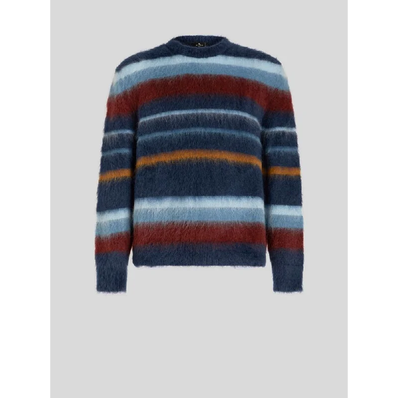 Men’s comfy fair isle sweater-STRIPED ROUND NECK JUMPER