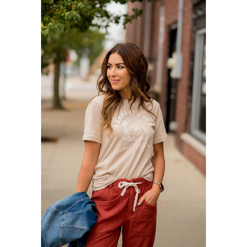 Men’s slim-fit faded shirt-Support Your Local Farmers Farmhouse Graphic Tee