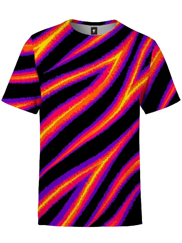 Men’s relaxed graphic short-sleeve shirt-Tiger Stripes (Warm) Unisex Crew