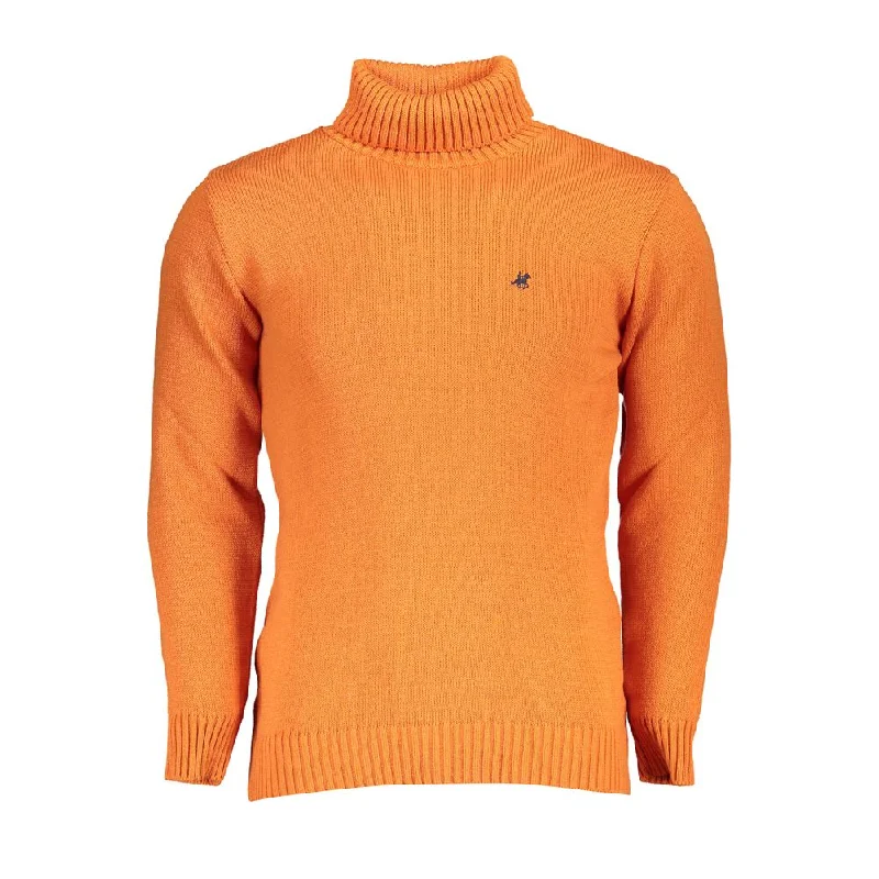 Men’s soft mock-neck pullover-U.S. Grand Polo Elegant Turtleneck Embroide Men's Sweater