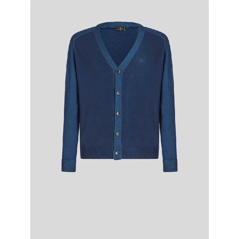 Men’s stylish chunky pullover-WOOL CARDIGAN WITH EMBROIDERED PEGASO