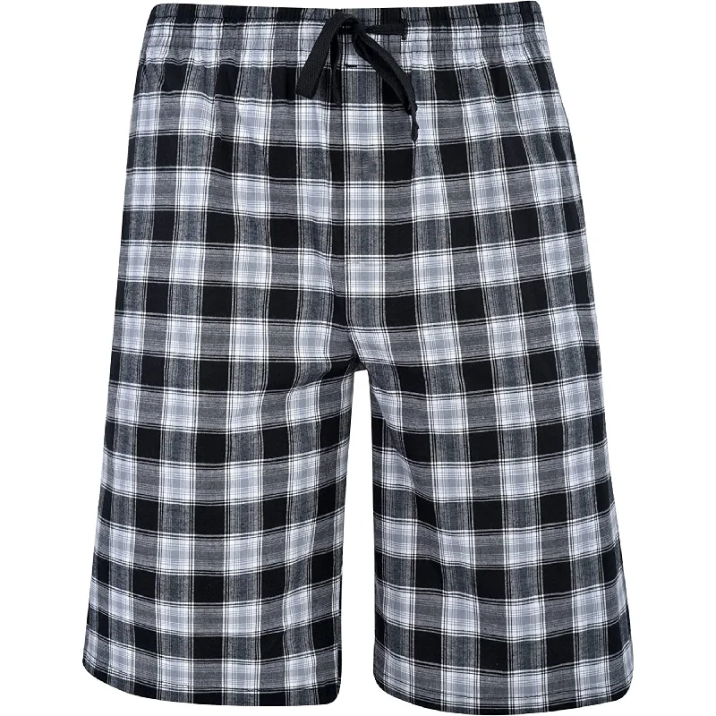 Men’s relaxed utility trousers-4Pack Mens Plaid Flannel Sleep Shorts LooseFit Elastic Waistband Pajama Pants