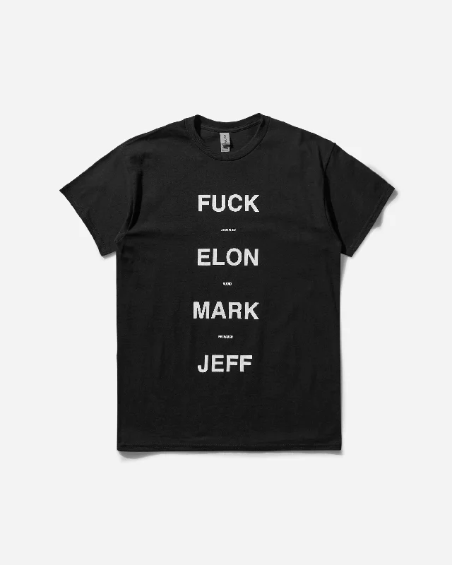 Men’s vintage graphic top-Fuck Elon Mark Jeff T-Shirt Black