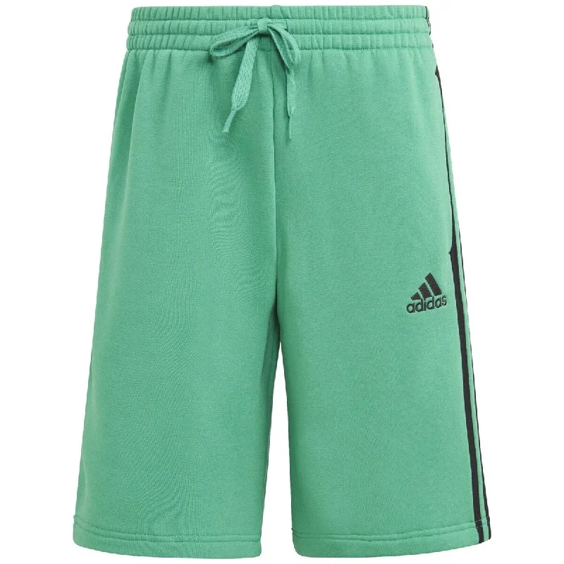 Men’s slim-fit drawstring jeans-adidas Men's 3 Stripes 10 Fleece Shorts Green Size Large