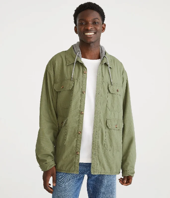 Men’s slim-fit corduroy shirt-Aeropostale Hooded Shacket