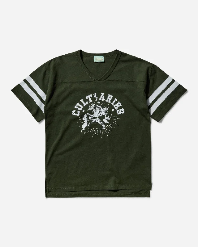 Men’s comfy tropical tee-Men's Cult of Varsity T-Shirt Forest Green