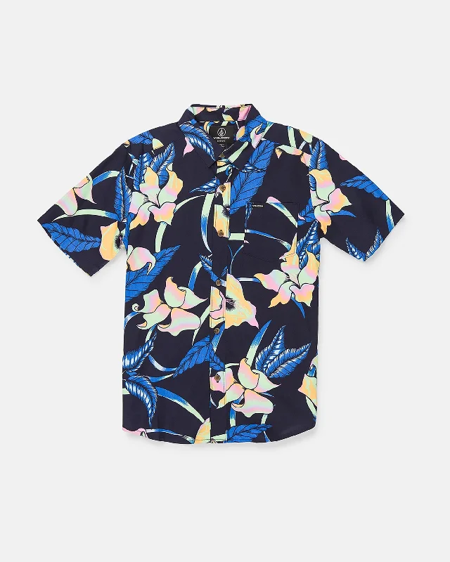 Men’s modern seersucker shirt-Big Boys Varkala Short Sleeve Shirt - Navy