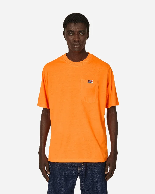 Men’s trendy solid top-Heavy Duty Classic Label Pocket T-Shirt Orange