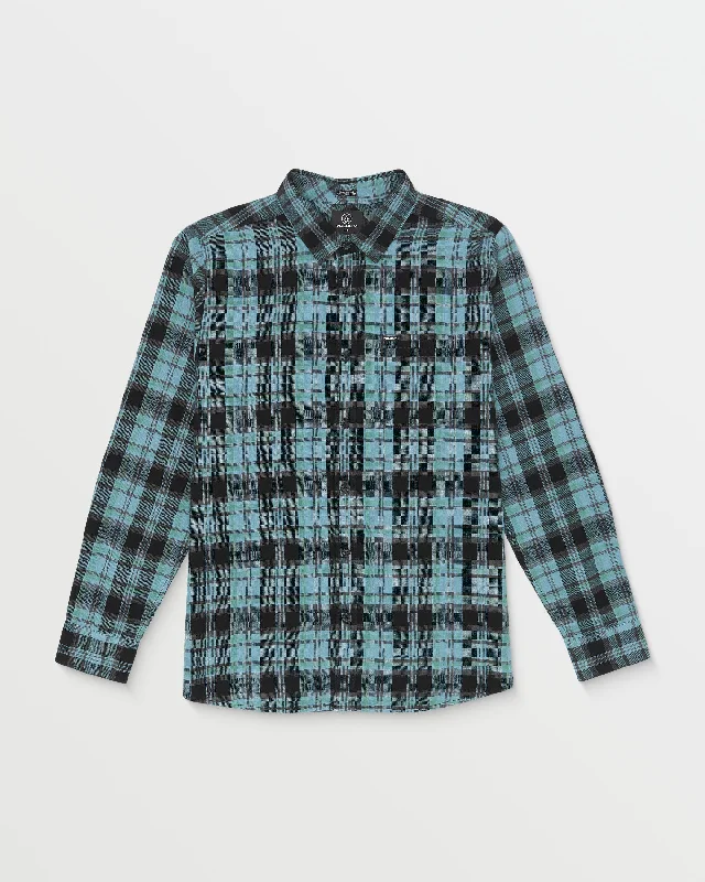 Men’s modern twill shirt-Caden Plaid Long Sleeve Shirt - Blue Rinse