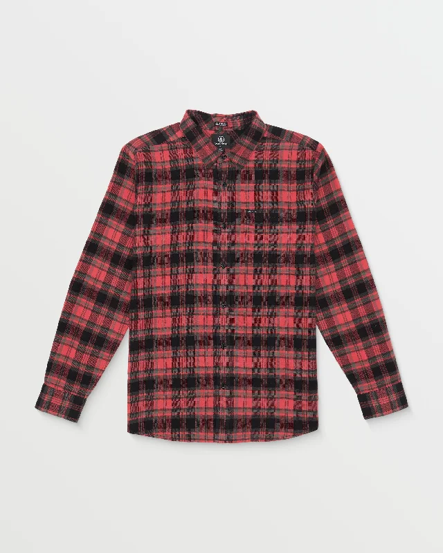 Caden Plaid Long Sleeve Shirt - Cranberry