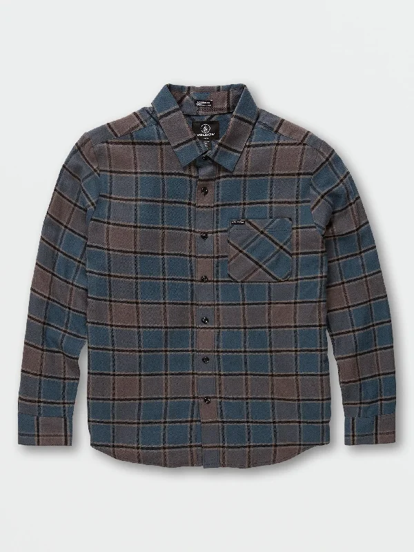 Men’s bold herringbone shirt-Little Boys Caden Plaid Long Sleeve Flannel - Marina Blue