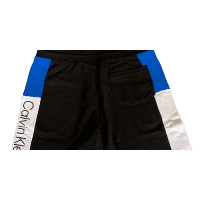 Men’s modern chino jeans-Calvin Klein Men's Colorblocked Logo Print Shorts Black Size Large