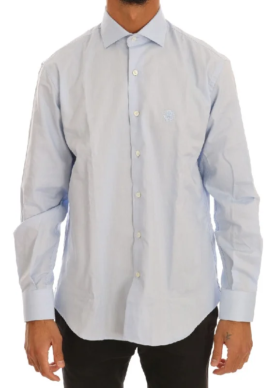 Men’s slim denim shirt-Cavalli  Cotton Slim Fit Dress Men's Shirt