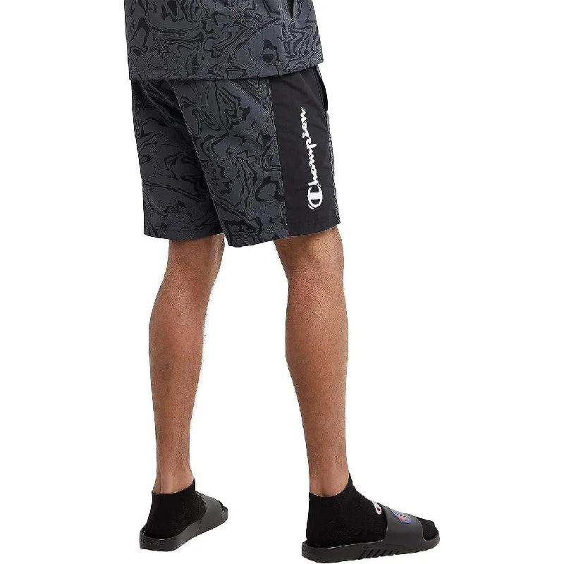 Men’s stylish ripstop jeans-Champion Men's Printed Hybrid Water Resistant 7 Shorts Black Size X-Large