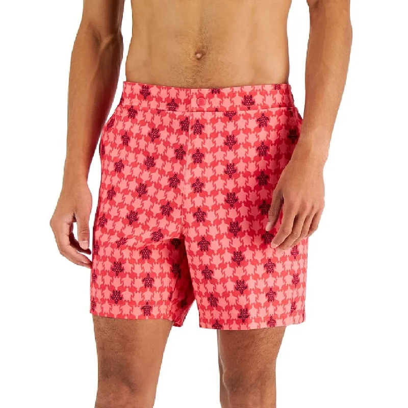 Men’s relaxed gabardine pants-Club Room Men's Beach To Boardwalk Turtle Print Swim Shorts Pink Size Xx-Large