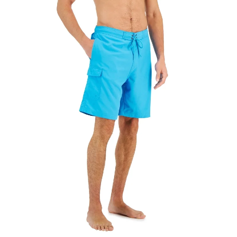 Men’s soft chino pants-Club Room Men's Solid Quick Dry 9 Board Shorts Blue