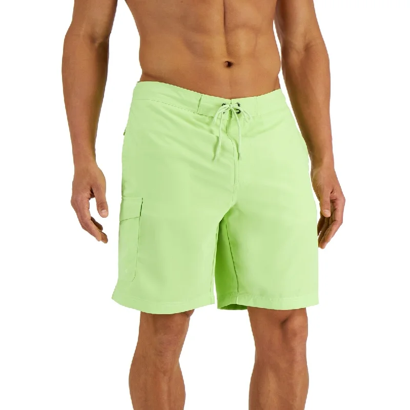 Men’s bright linen trousers-Club Room Men's Solid Quick Dry 9 Board Shorts Green