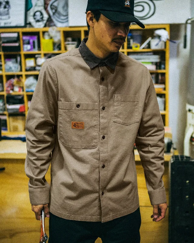 Men’s modern twill shirt-Debasser Long Sleeve Shirt - Teak