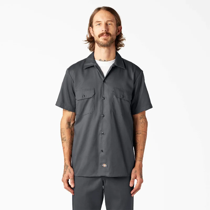 Men’s durable chambray shirt-Dickies Slim Fit Short Sleeve Work Shirt